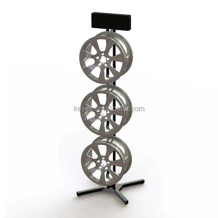 Specialty Customized Car Showroom Floor Standing Metal Hook Alloy Tire