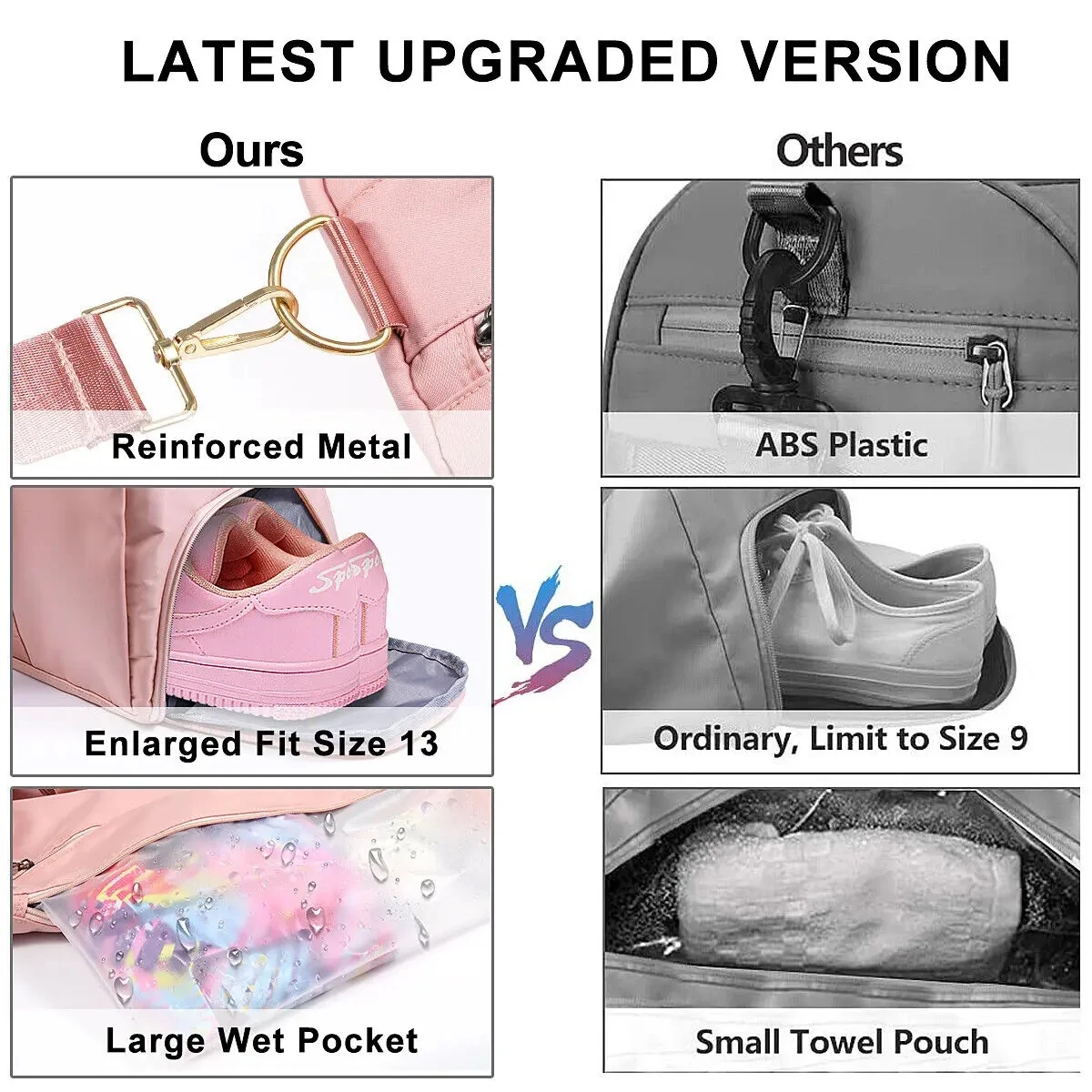 Wholesale Nylon Canvas Large Capacity Overnight Travel Bag Custom logo pink Waterproof Weekend Sports Gym Duffle Bag for Women