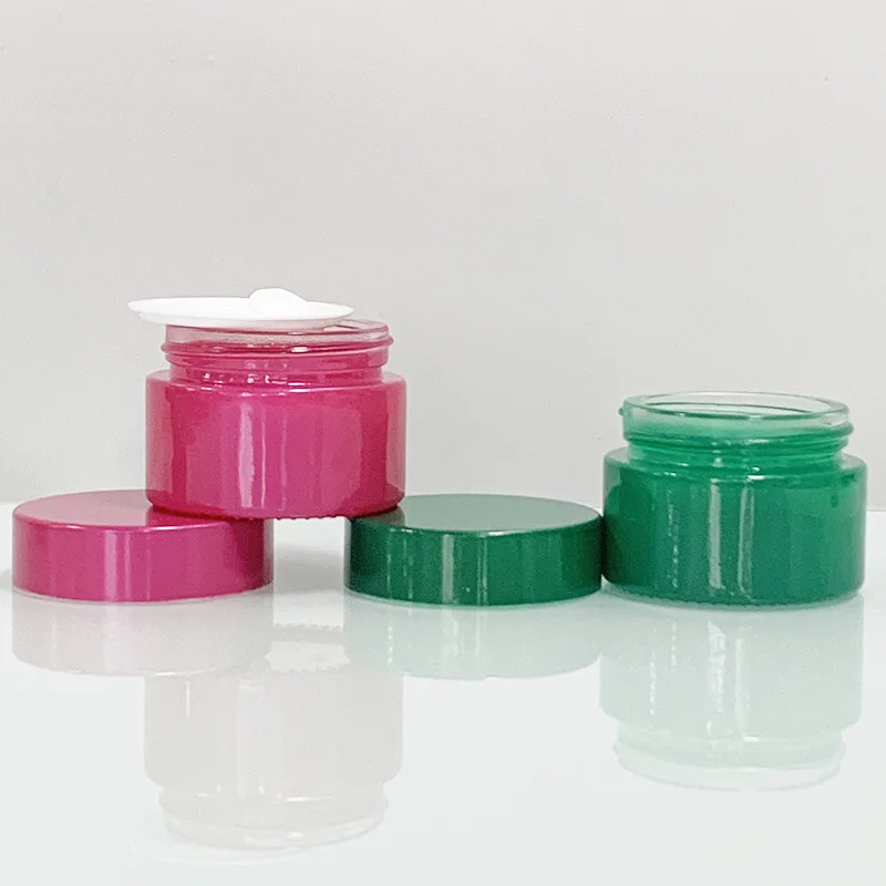 Cream Jar With Lid Custom Matte Pearl Pink Green Small Round 5g 10g 15g 20g 30g Eye Facial Cream Glass Skincare Jar 50g 60g 100g With Lid