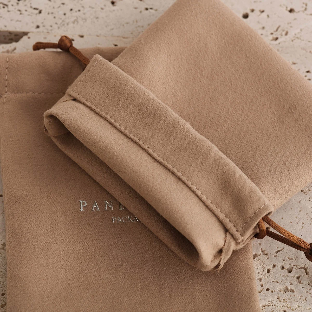 PandaSew High Quality Velvet Fabric Drawstring Bags Small Jewelry Pouch with Custom Logo