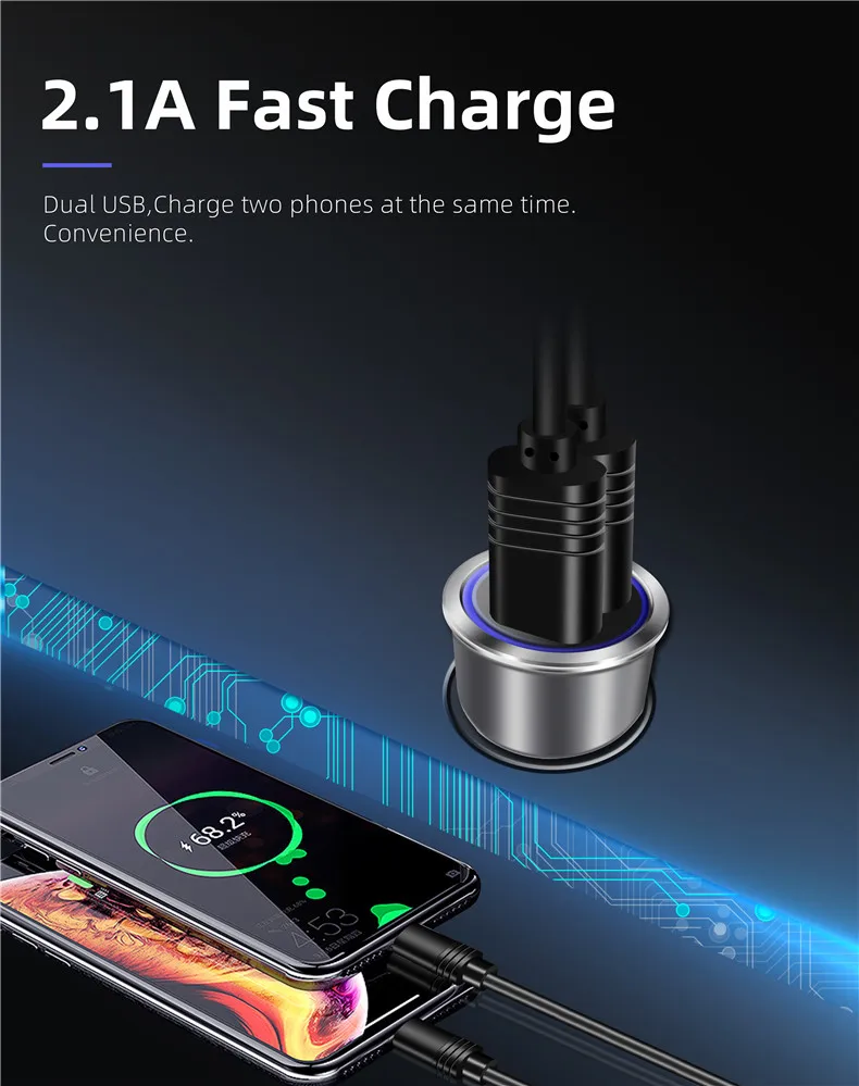 Быстрое Автомобильное зарядное устройство ICE-бинго 3 1 А 12 В 24 безопасный молоток 2 порта Usb электрическое беспроводное