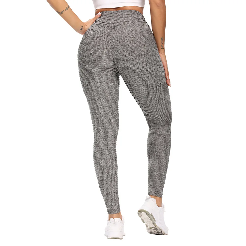 High-Waisted Yoga Pants Peach Hip Lifting Ab Yarn Thickened Leggings Solid Elastic Waist detail