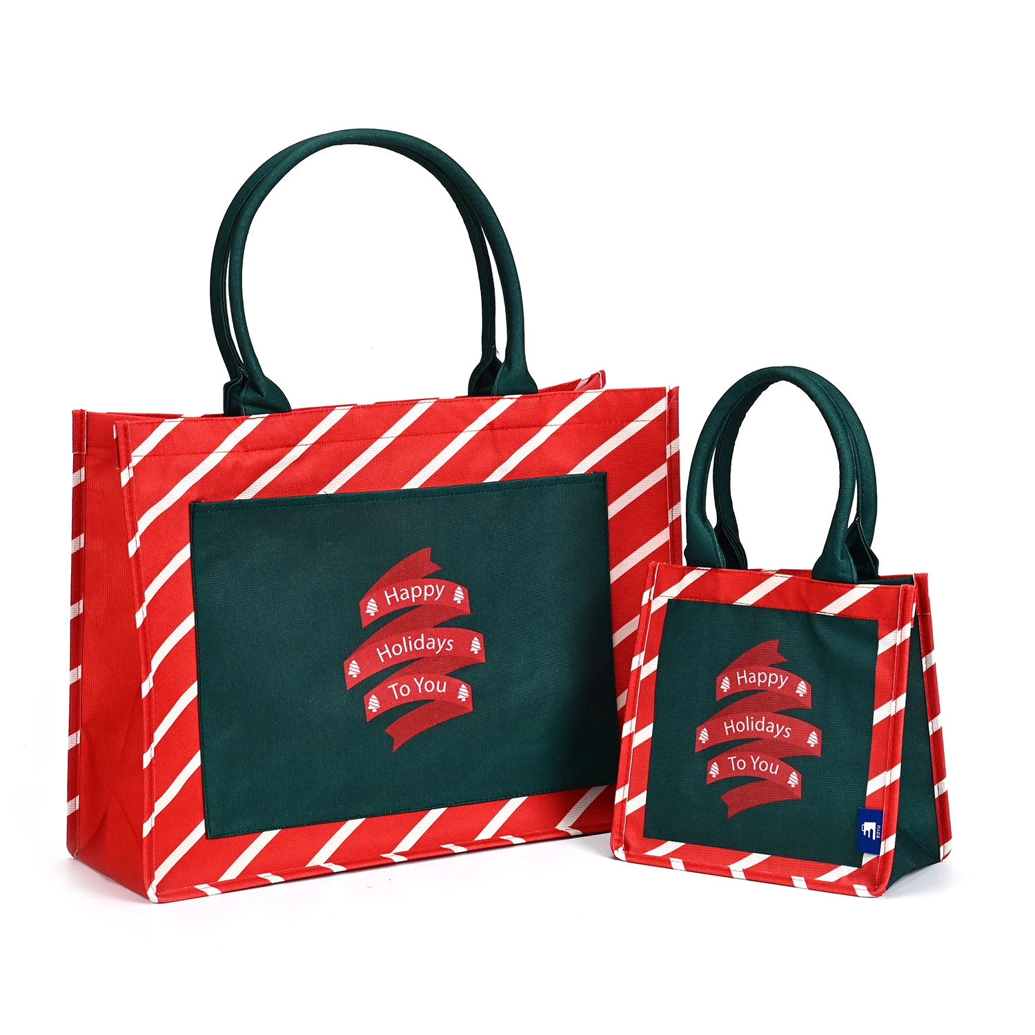 Reusable Eco-friendly Red RPET Non-Woven Tote Shopping Bags Foldable Sustainable Durable Letter Pattern Heat Transfer Medium factory