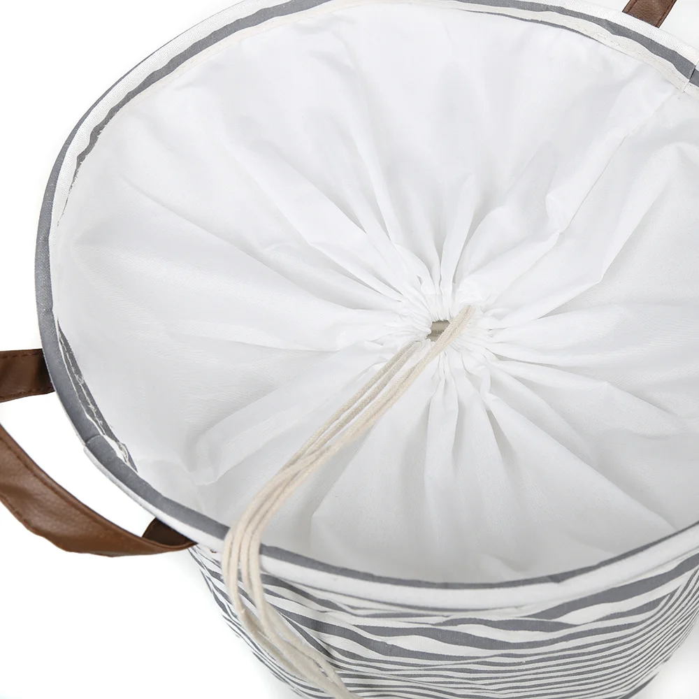 Экологичная Складная хлопковая корзина-тоут круглой формы на заказ сумка для белья корзина хранения одежды со шнурком