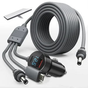 Starlink Multi 18AWG DC Cigarette Lighter Type C Plug to DC5521 Cable with Digital Display for RV Car to Starlink Power Supply