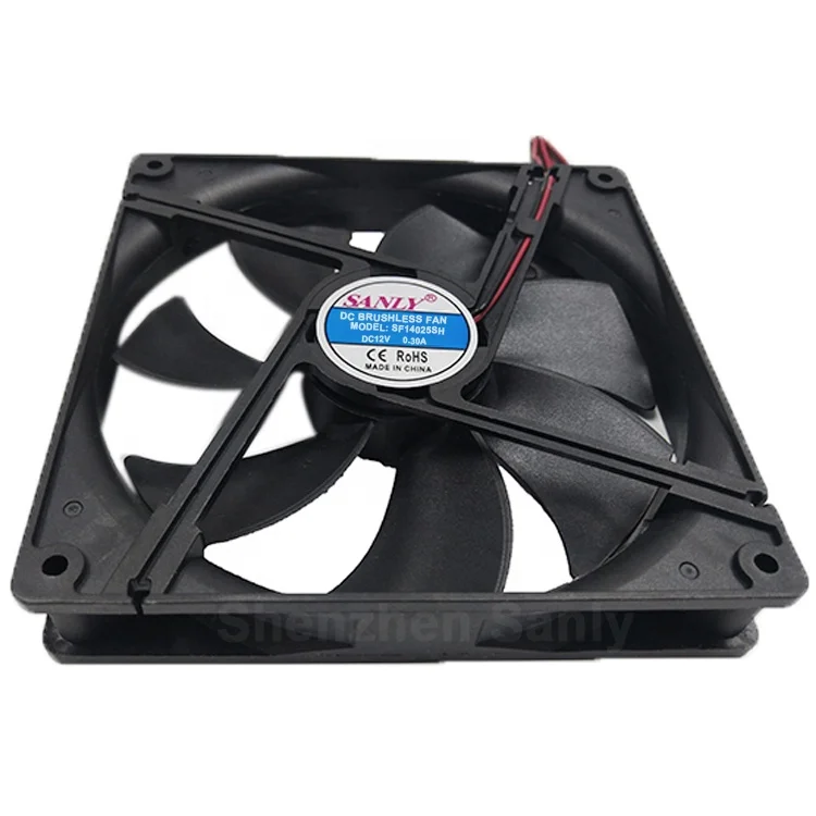 SANLY 140mm Electric Axial Cooling Fan Plastic Ventilation Silent High Performance 2 Pin 12V DC PWM/FG/RD TWO BALL BEARING