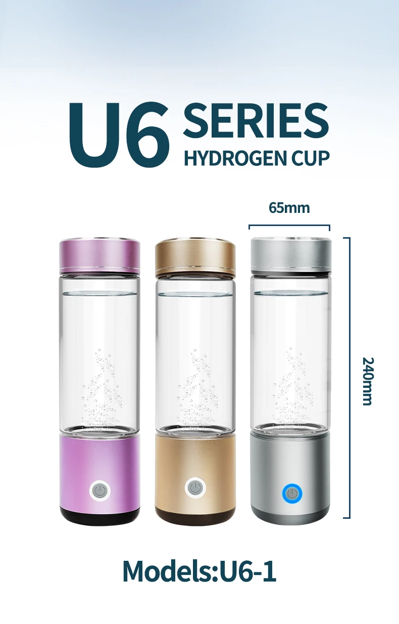 Top Selling H2 Hydrogen Water Bottle Portable Hydrogen-Rich Water Glass Rechargeable Hydrogen Water Generator details
