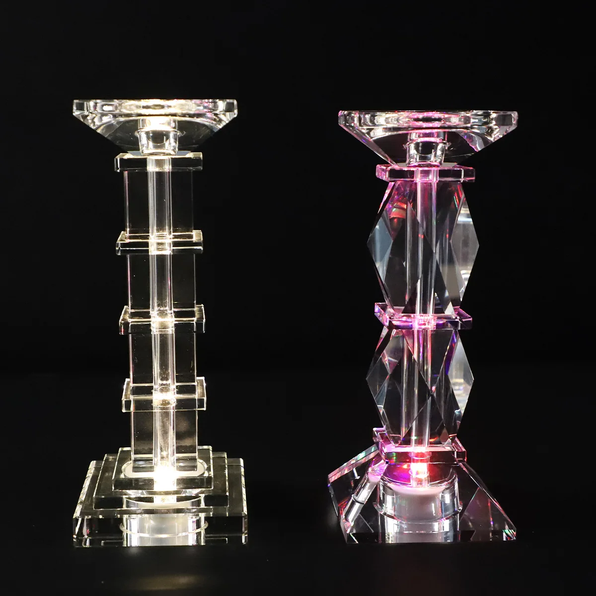 crystal led wedding candle holder glass candlestick holders set of 2 taper candle holder