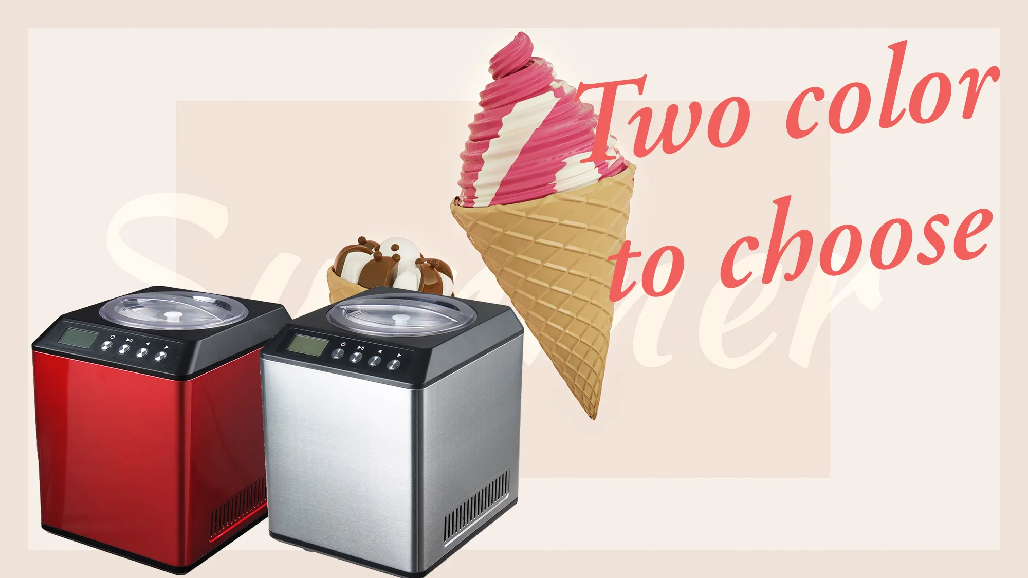 2l Diy Home Fruit Home Ice Cream Makers Machine With Compressor