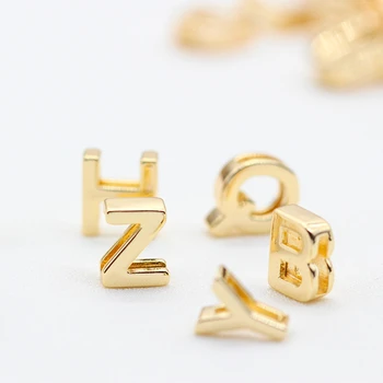 Wholesale Jewelry Accessories Gold Filled 26 Alphabet Charms Initial Letter Shaped Beads Pendant For Bracelet Necklace Making