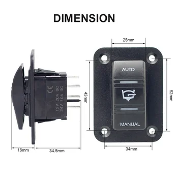 Joinfworld 3 Way 20A Bilge Pump Rocker Switch | Waterproof 12V/24V SPDT Auto/Off/Manual Switch For Boats, Cars, RVs-622743