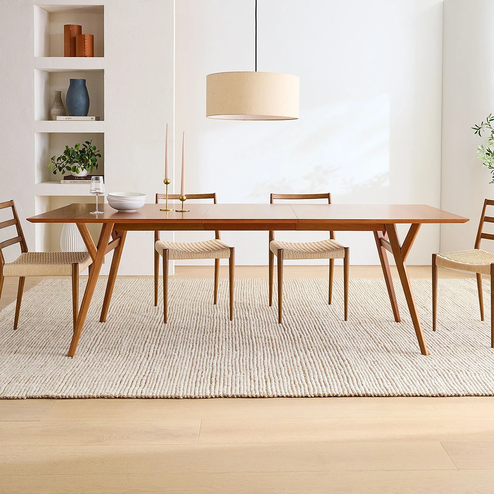Solid wood mid century dining table discount