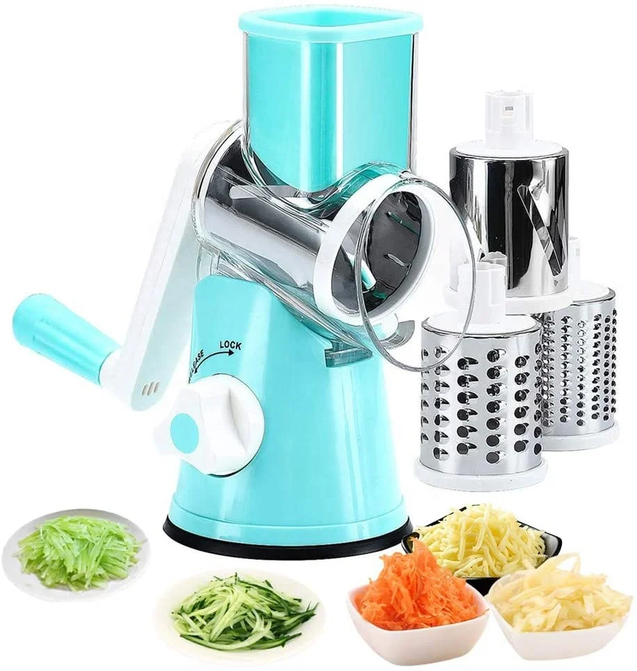 Multipurpose Rotary Cheese Grater With Stainless Steel Drums