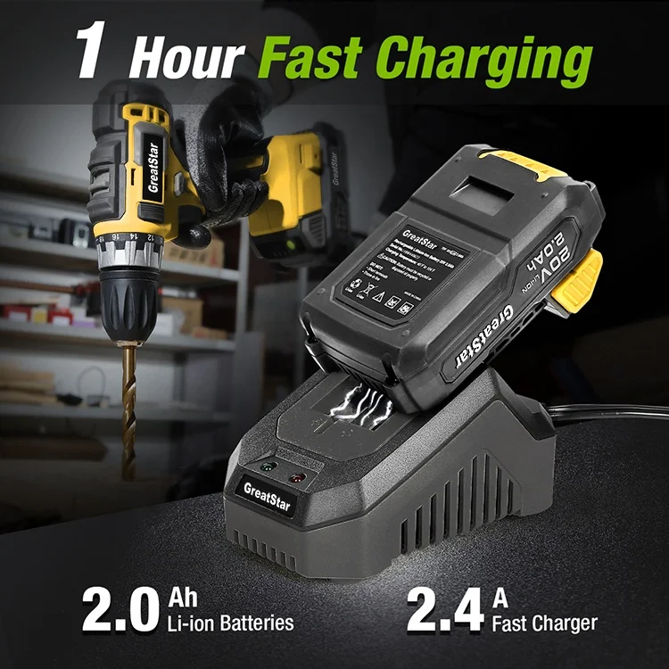 Greatstar 20V Аккумуляторная дрель шуруповерт Сверл с удвоенной скоростью беспроводной Наборы инструментов Combi Сверла Набор отверток с 16 шт. отвертка аксессуары