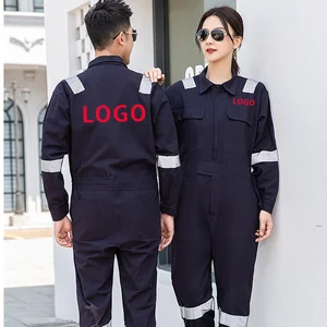 Wholesale Custom Logo 100% Cotton High-Vis Breathable & Durable  Solid Color Coverall Engineer Mechanic Coverall  Work Uniform
