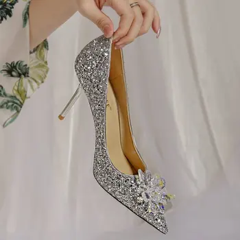 Custom Wedding Rhinestone Diamond High Heel Shoes Women Pointed Toe ...