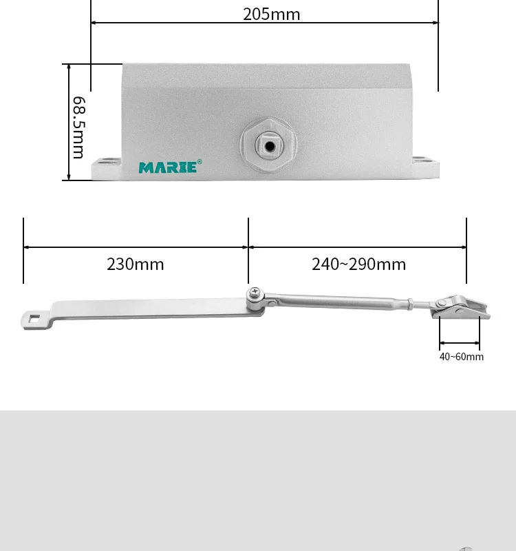 Aluminium Automatic Hydraulic Door Closer Type/adjust Door Closer Arm