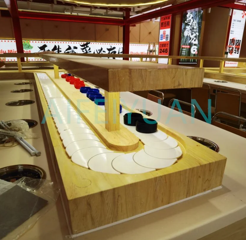 Revolving Conveyor Sushi Bar Table Sushi Restaurant Train Conveyor Belt  Machine for Sale