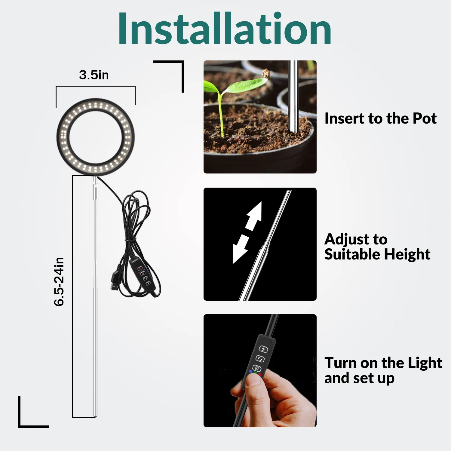 Светодиодный светильник для выращивания растений, приглушаемая Настольная лампа с таймером, для комнатных растений, с USB, 12 Вт