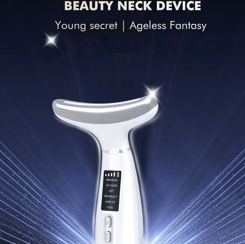Red LED Light Therapy Face Rejuvenation Facial Massager Cold Compress Neck Massage Instrument