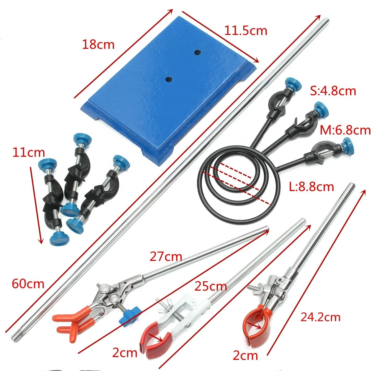 HAIJU LAB Laboratory Clamps Set Ring Stand Lab Clamp Retort Stand Support