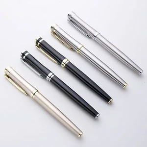 Brand Design High Quality Elegant Luxury Black Silver Writing Signature Roller Ball Metal Pen with Custom Logo