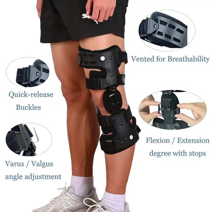 Hkjd Adjustable Post Op Unloader Rom Hinged Knee Brace Immobilizer ...