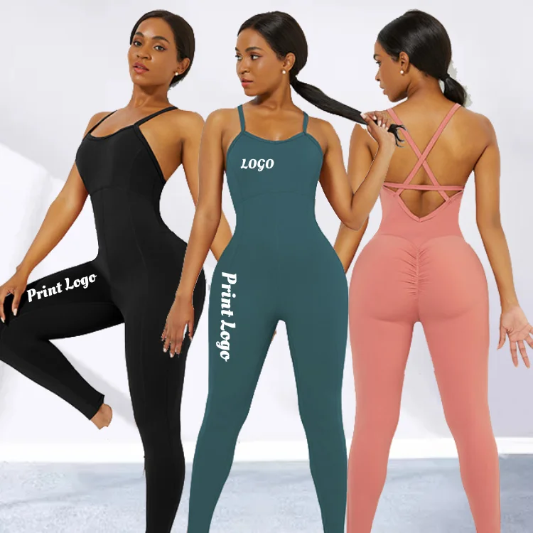2019 Hot Sale One Piece Cross Back Yoga Wear Fitness Custom Made Sport Wear Yoga Pants Legging Clothes