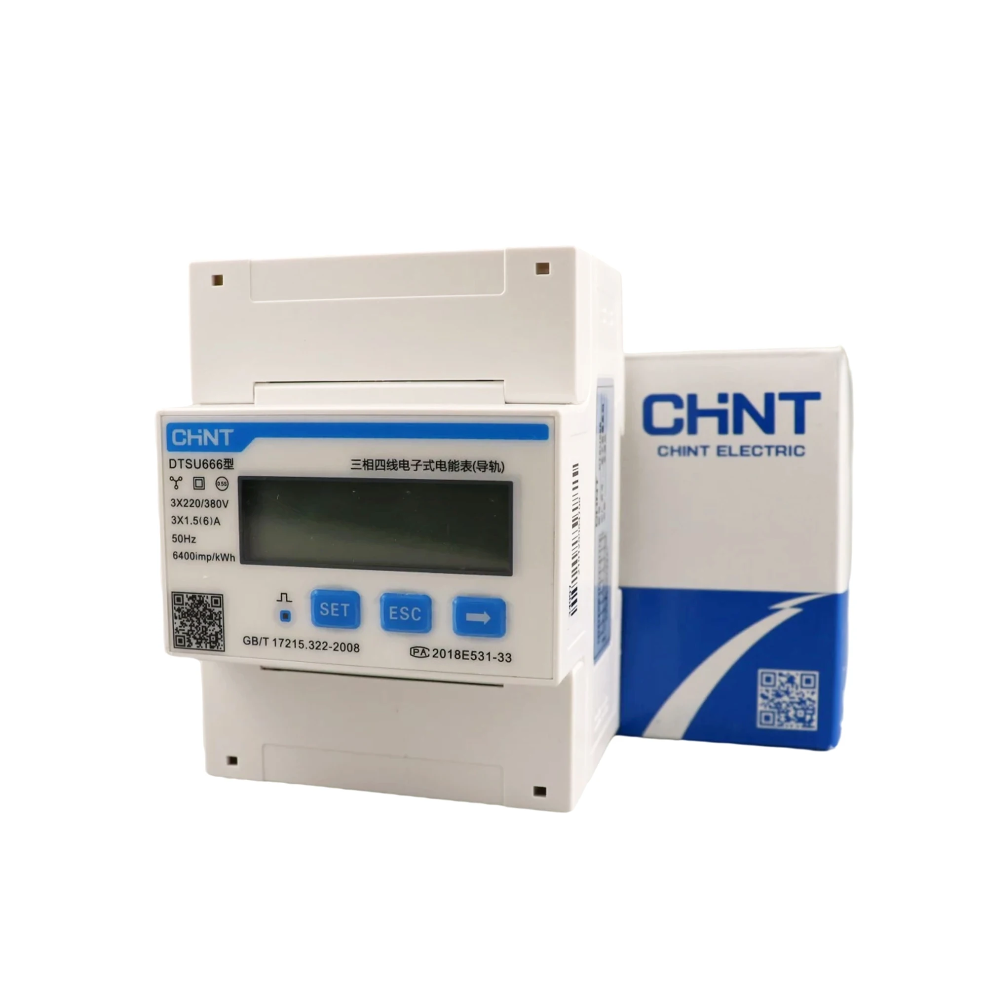 Three Phase CHINT DIN Rail  Electric Photovoltaic Smart Meter DTSU666