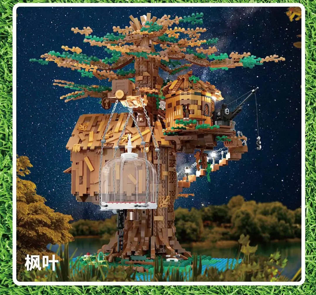 Create Expert Ideas with Lights Tree House 16033 21318 11364 Model Building Blocks Bricks for Kids Christmas Gifts