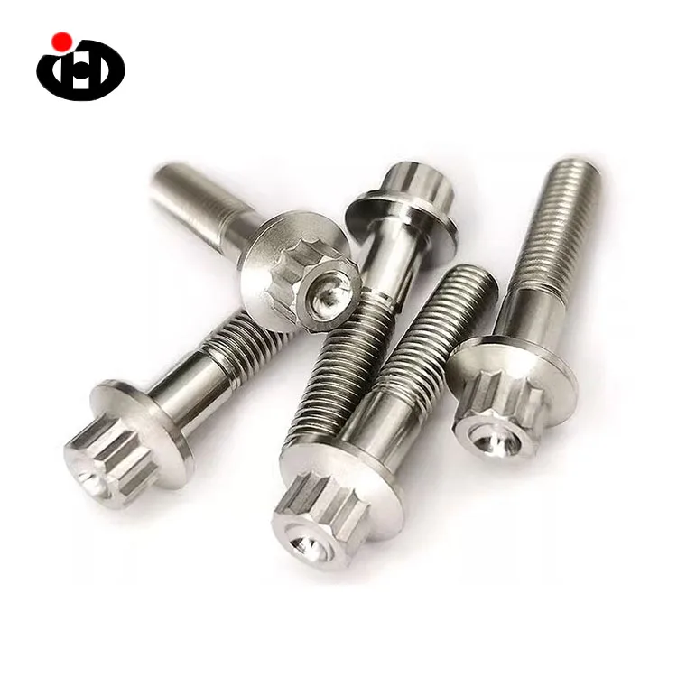 Customized TC4 Titanium Alloy 12 Angle Titanium Screws and Bolts Flanged Head Titanium Split Rim Bolt for Motorcycle