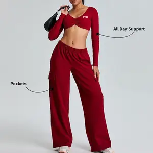 Custom Sports Wear  Women 2 Piece Yoga Pilates Outfit Gym Quick-drying Athleisure Wear Sustainable Spandex Workout Outfit Sets