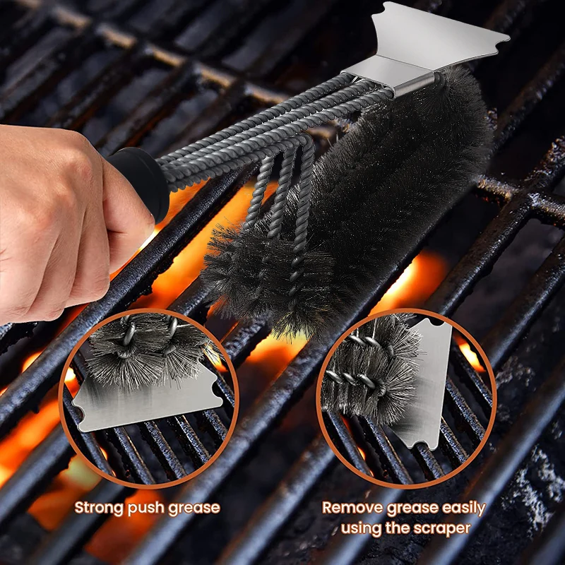 Bbq Accessories Wire Stainless Steel 3in1 Grill Cleaning Bbq Cleaning