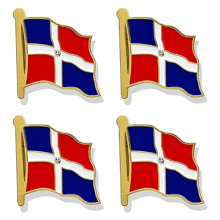 Custom Made Metal Crossed Two Country National Gold Double Flag Lapel Badge Pin Enamel Maldives Dominican Panama Flag Pin