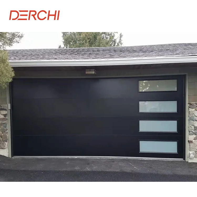 DERCHI Modern Customized Intelligent Operation Garage Gate Steel Sectional Roll up Aluminum Glass Garage Doors
