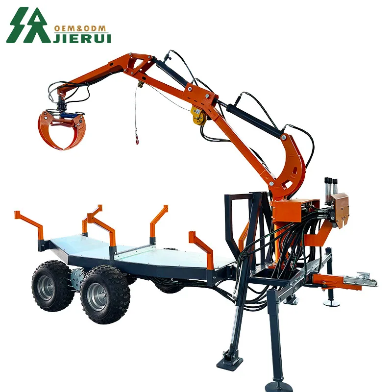 Gasoline Diesel Electric Timber Loading Traile with Grapple Boom Timber Crane with Winch Loading Trailerfor Sale