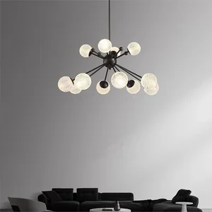 JACKSUN Italian Style Minimalist Luxury Iron LED Chandelier Middle Size Dimmable Pendant Light Modern Design for Living Rooms