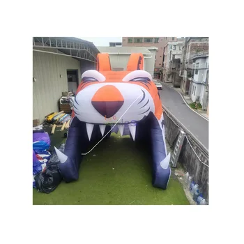 Customized Inflatable Tiger Tunnel Inflatable Sport Entrance Exit Entryway Giant 6m Inflatable Tiger Head Tunnel For Games