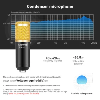 Neewer Professional Studio Broadcasting Recording Condenser Microphone&Microphone Arm Stand with Shock Mount and Mount Clamp detail image