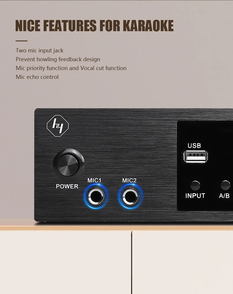 Ktv200 Professional 200w Mini Karaoke Dac Phono 4 Channel 4 Way Power