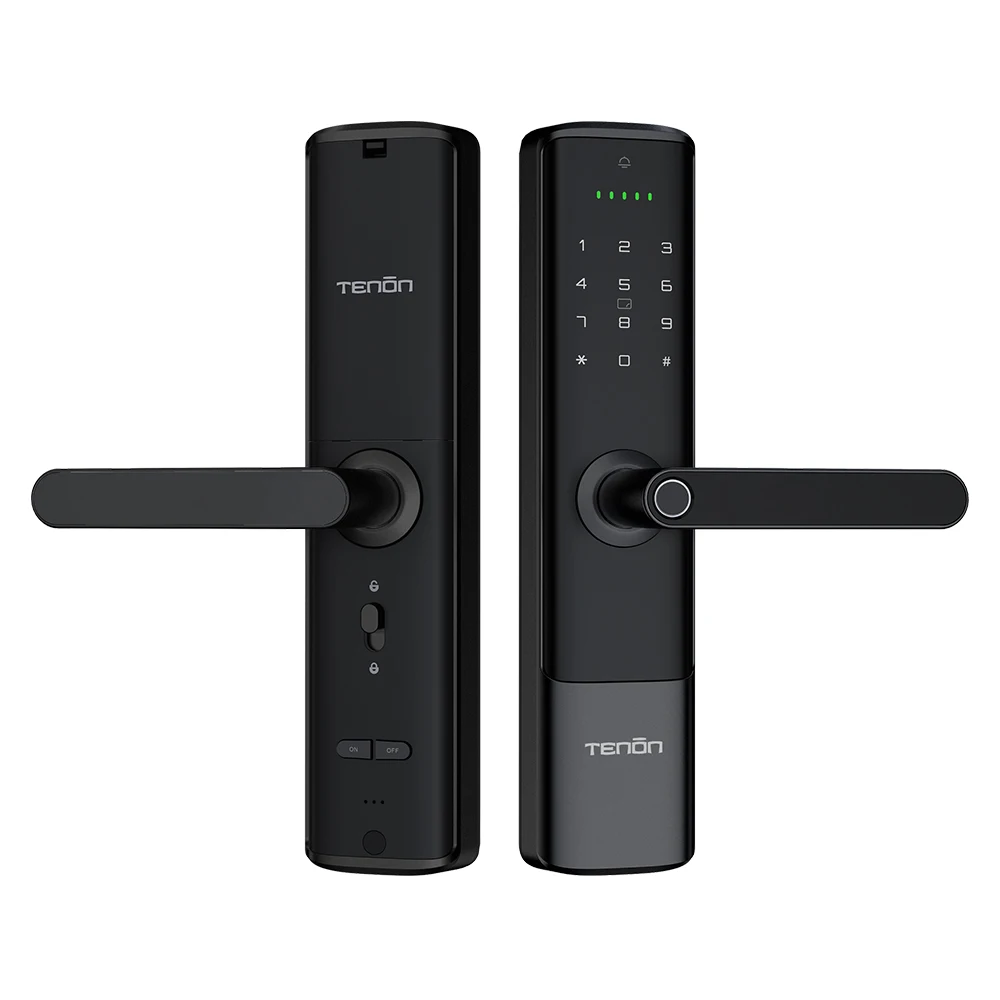 Tenon Home Smart Lock Tuya Intelligent Door Handle Biometric Fingerprint RFID Card Reader Aluminum Electronic Keyless Digital