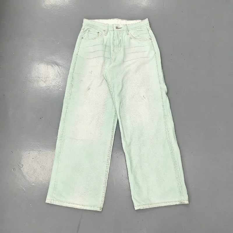 Salati Denim Manufacturer Custom Oversize Vintage Wash Double Layer Knees Cargo Wide Leg Jeans