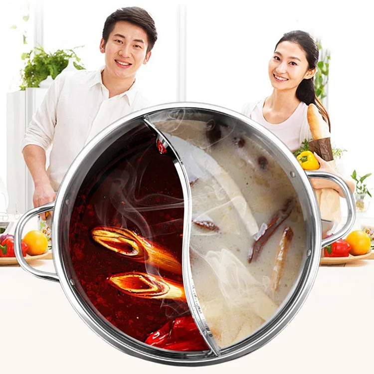 30CM Easy Clean Stainless Steel Hot Pot Shabu Dual Site Induction Cooking Pot 