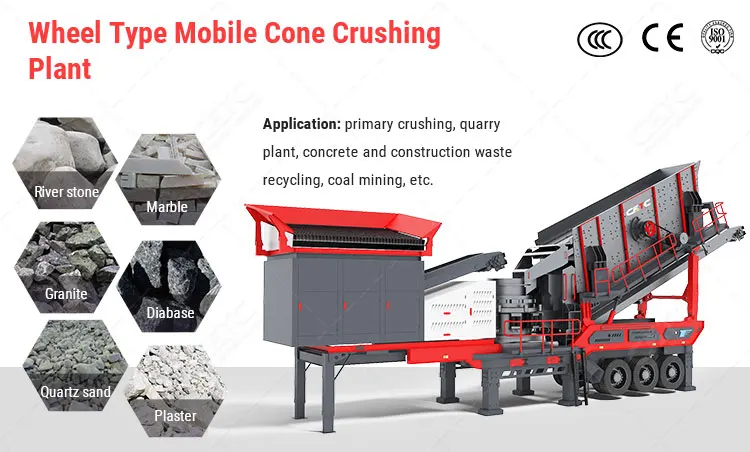 Low Investment Mobile Stone Cone Crushing Plant with Screen PLC Motor Bearing Automatic Features Core Components for Sale Korea