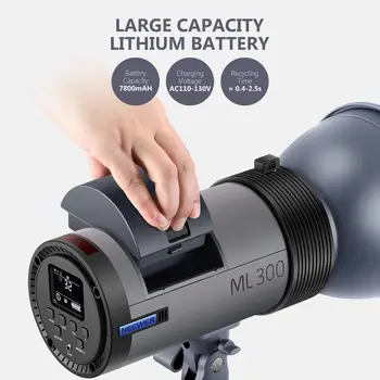 NEEWER Q300 300Ws 2.4G Outdoor Studio Flash with Q Compact Wireless Trigger 7800mAh Li Ion Battery Powered Strobe Light detail image