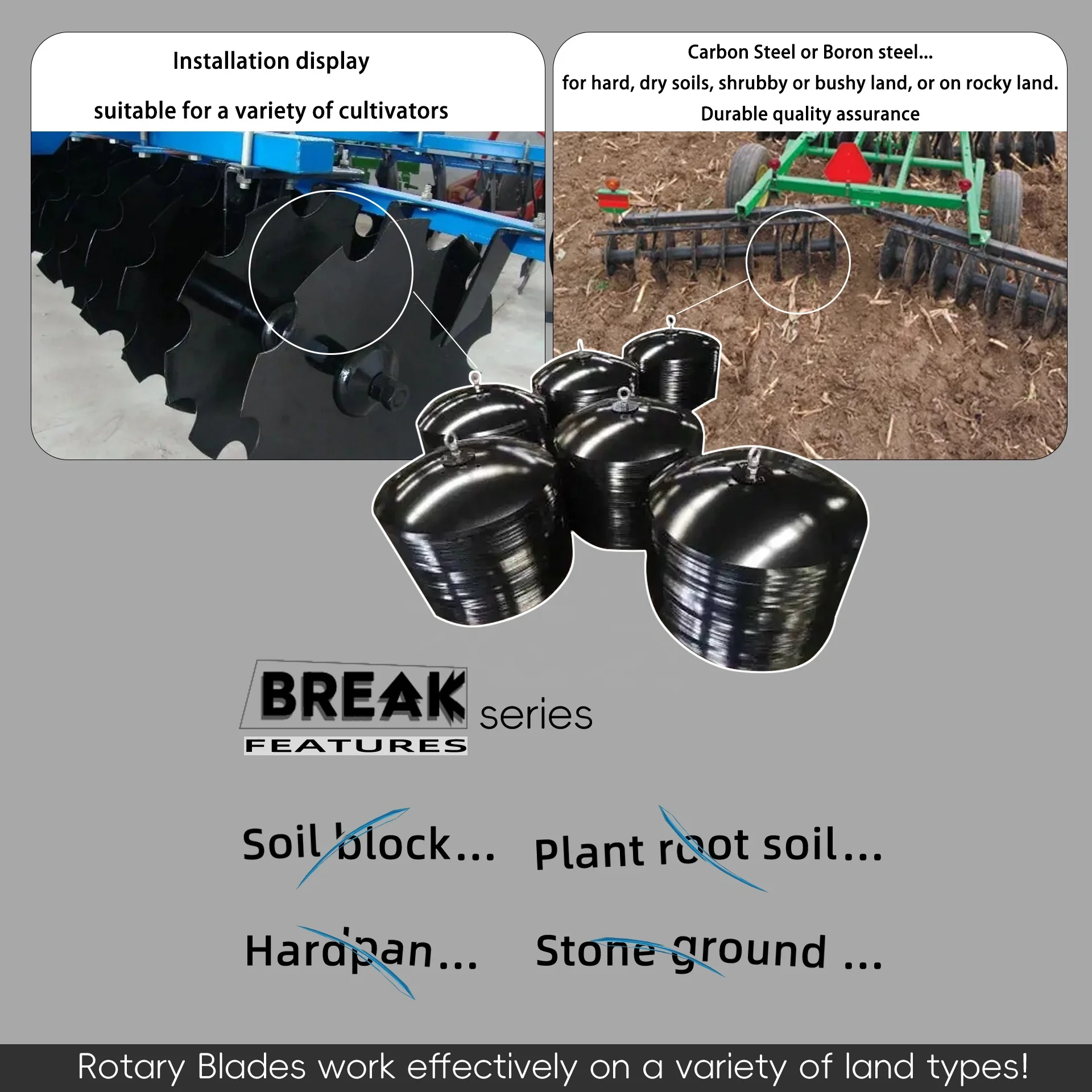 ABLSON Harrow Disc Blade and Plow Disc for Tractor or Cultivator Blades With Plough Spare Part for Rhino Tractor Parts for Mtze