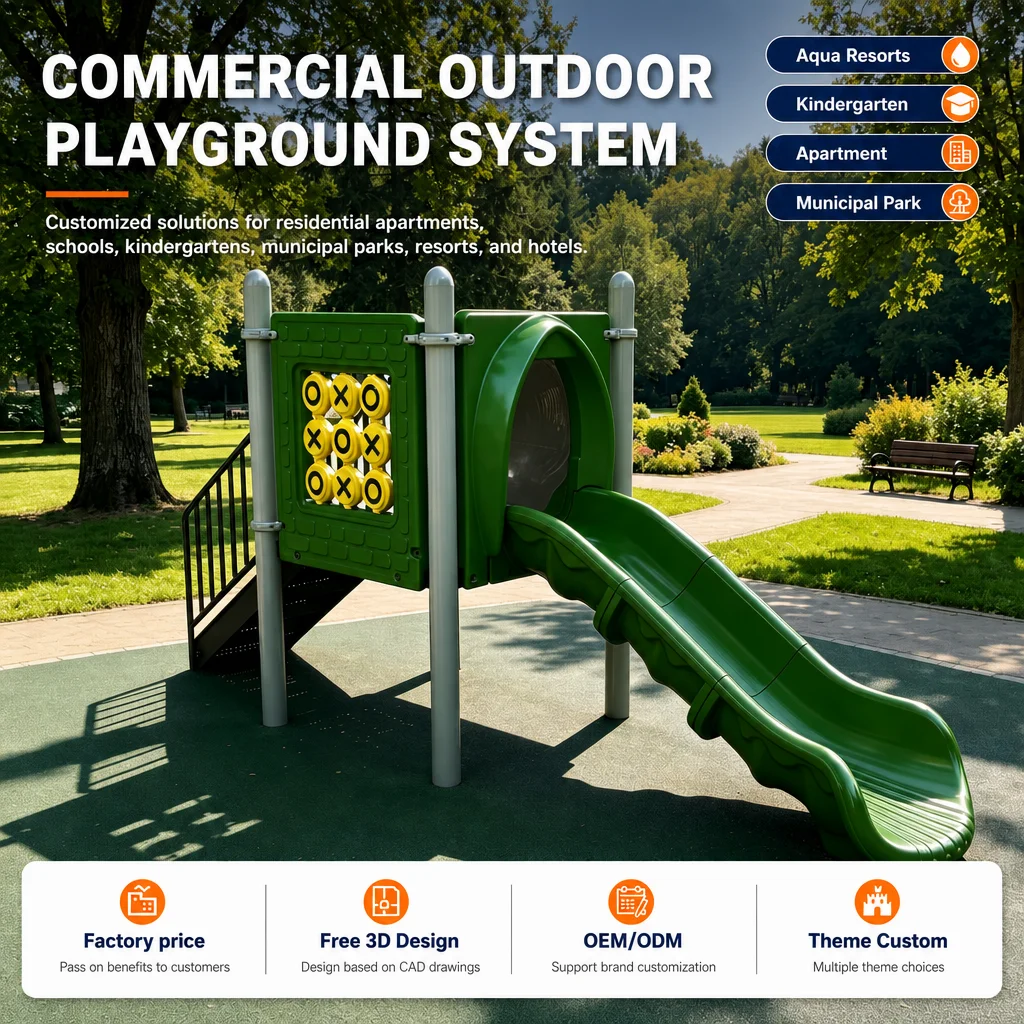 Outdoor Playground Equipment PE Board Kindergarten Kids Climbing Frame Slide Swing Set Galvanized Steel CE CPC Certified OEM Low
