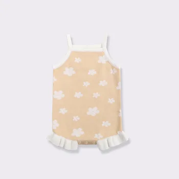 New Spring and Autumn 2025 Baby's Baby Jumpsuit with Floral Pattern Knitted Wool Cotton Triangle Baby Rompers