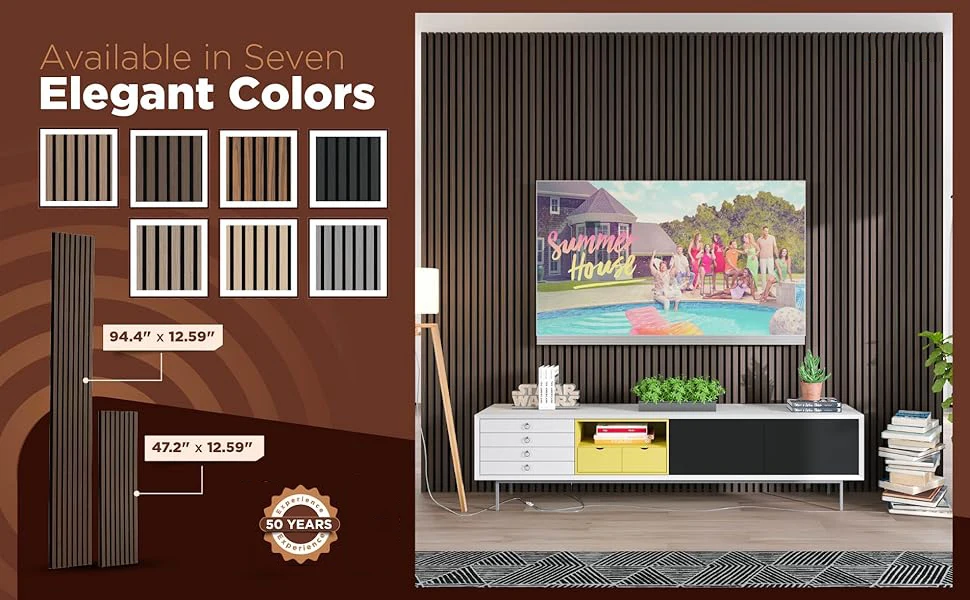 Deep Walnut Acoustic Slat Wood Panels Modern Sound-Absorbing Panels for Living Room Soundproof Panels factory