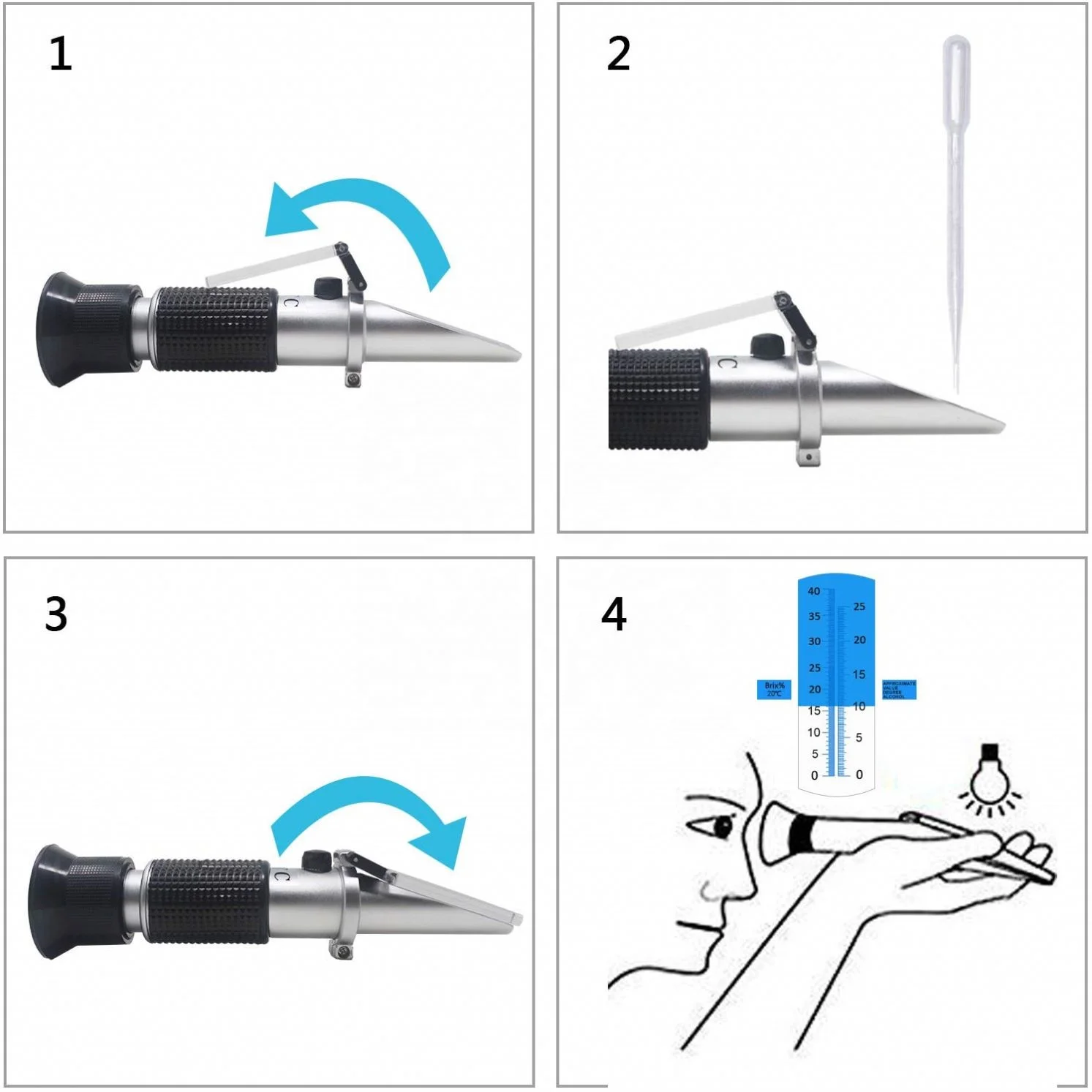 Factory-Origin Dual-Scale Refractometer: 0-40% Brix & 0-25% Alcohol, Equipped With ATC for Wine, Sugar, & Alcohol Analysis